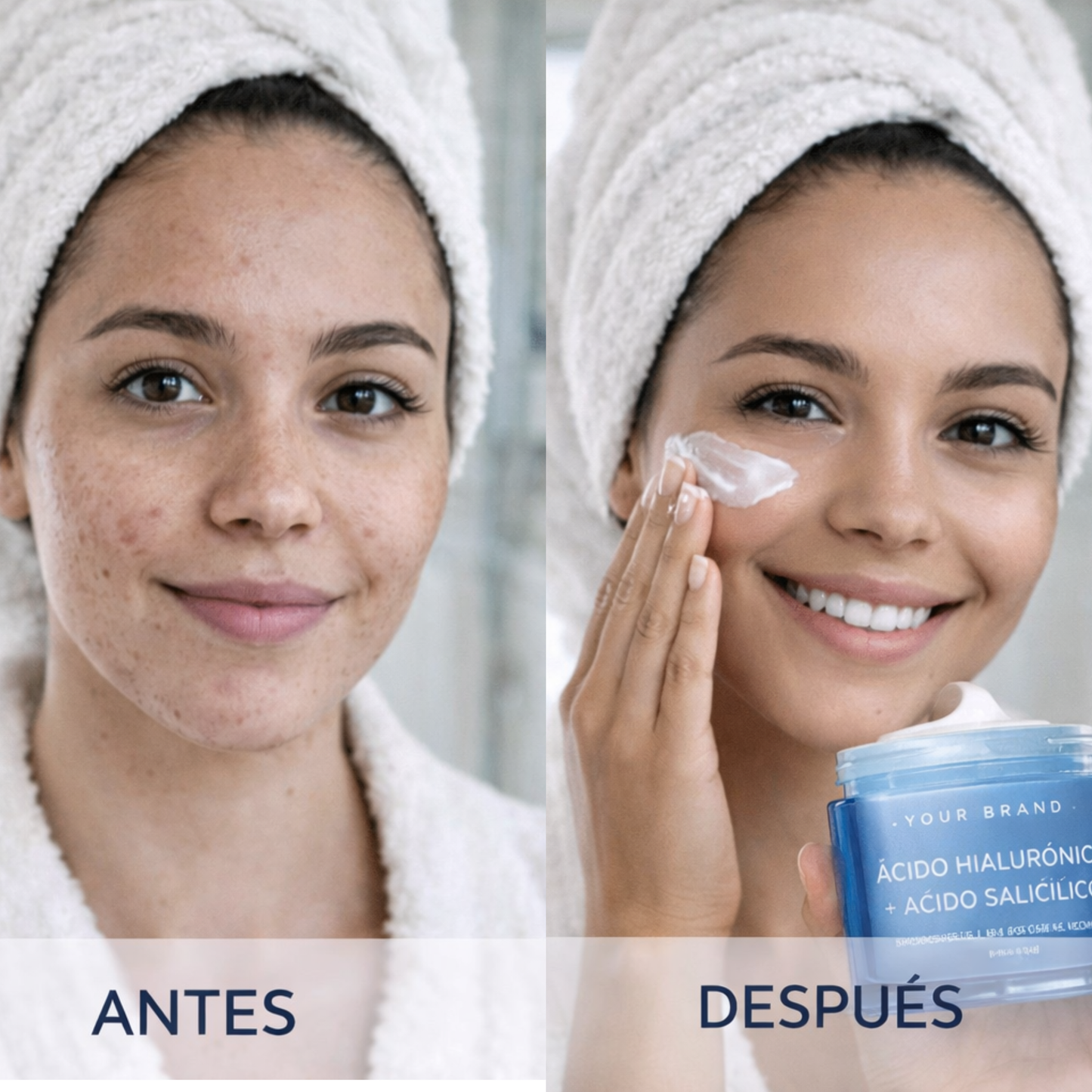 Crema hidratante facial con ácido hialurónico y salicílico