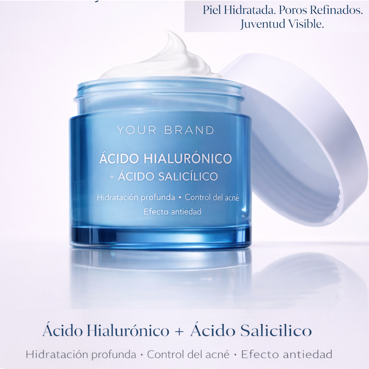 Crema hidratante facial con ácido hialurónico y salicílico